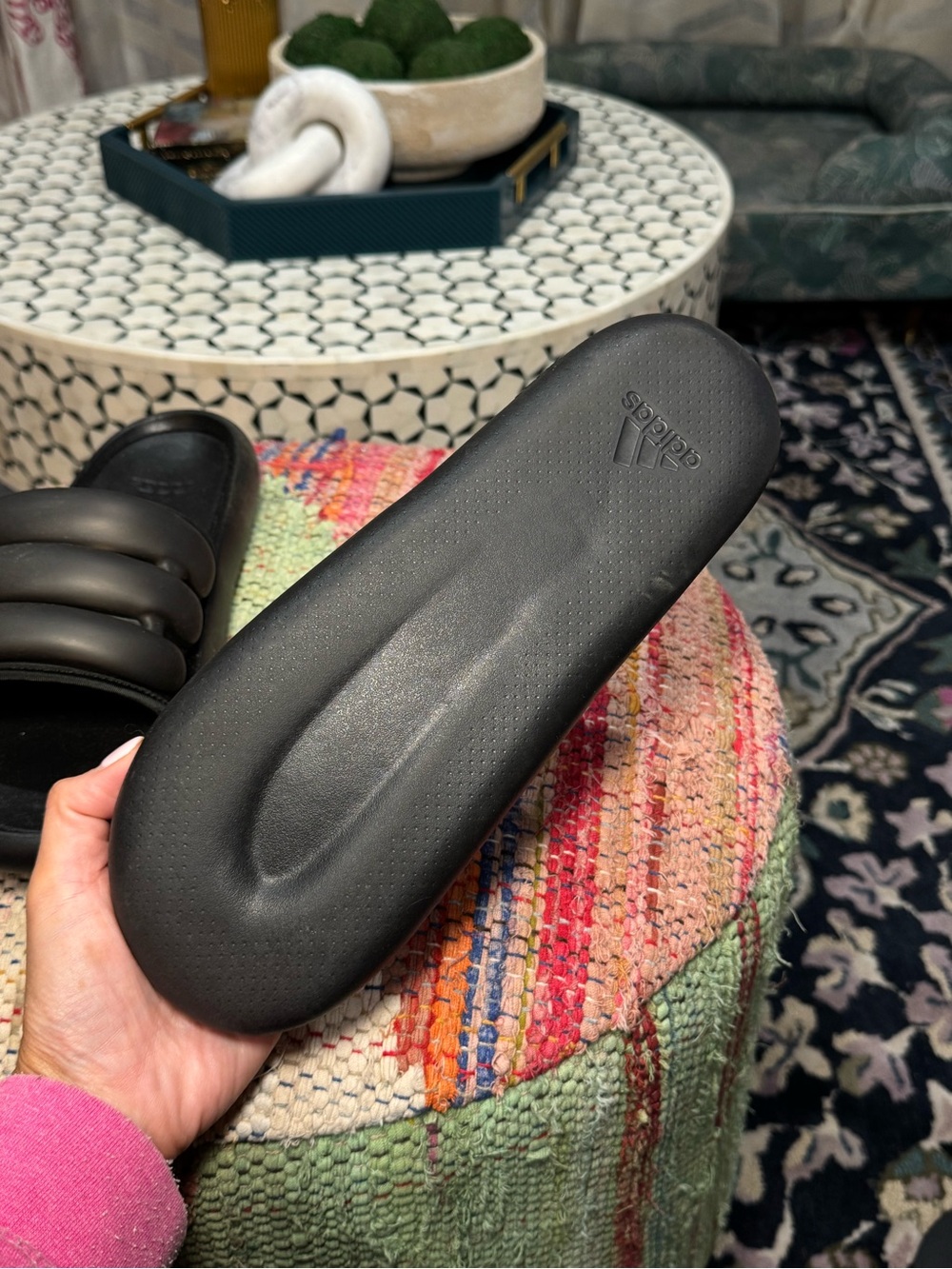 👓▪️adidas Black Padded Bubble Strap Slide Sandals ▪️🕶️ - Picture 4 of 4
